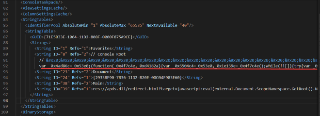 Embedded javascript in XML